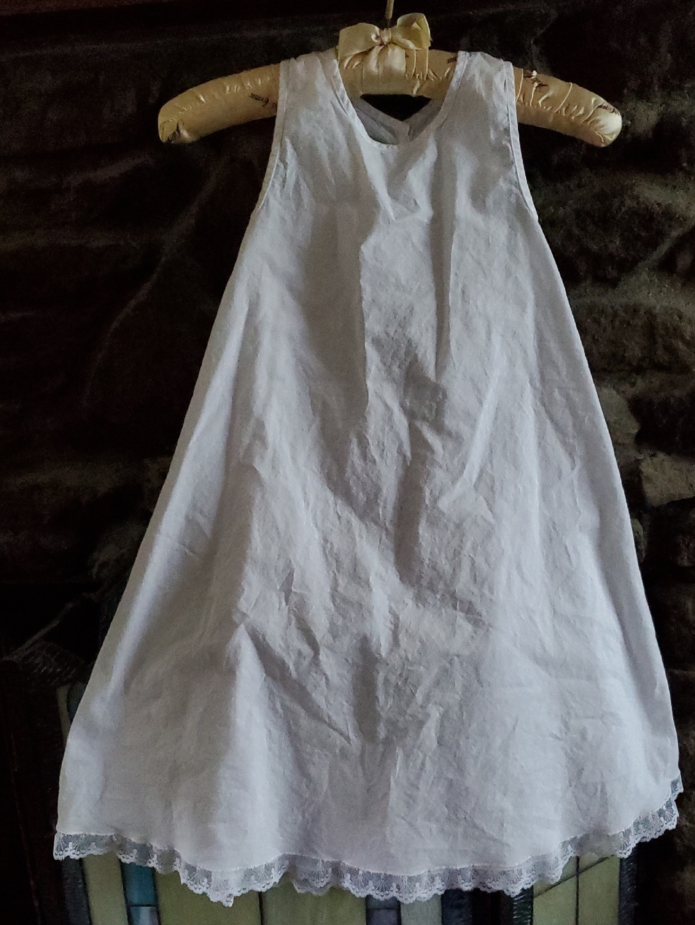 STRASBURG Cotton Girls Slip WHITE Lace Hem 80's Vintage Size 6